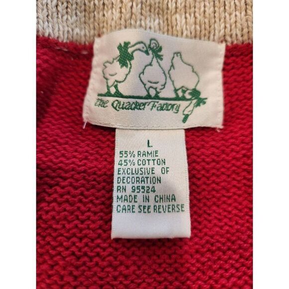 Quacker Factory Red White Blue Short Sleeve Cardigan Sweater Stars Stripe Flag L - Picture 8 of 9